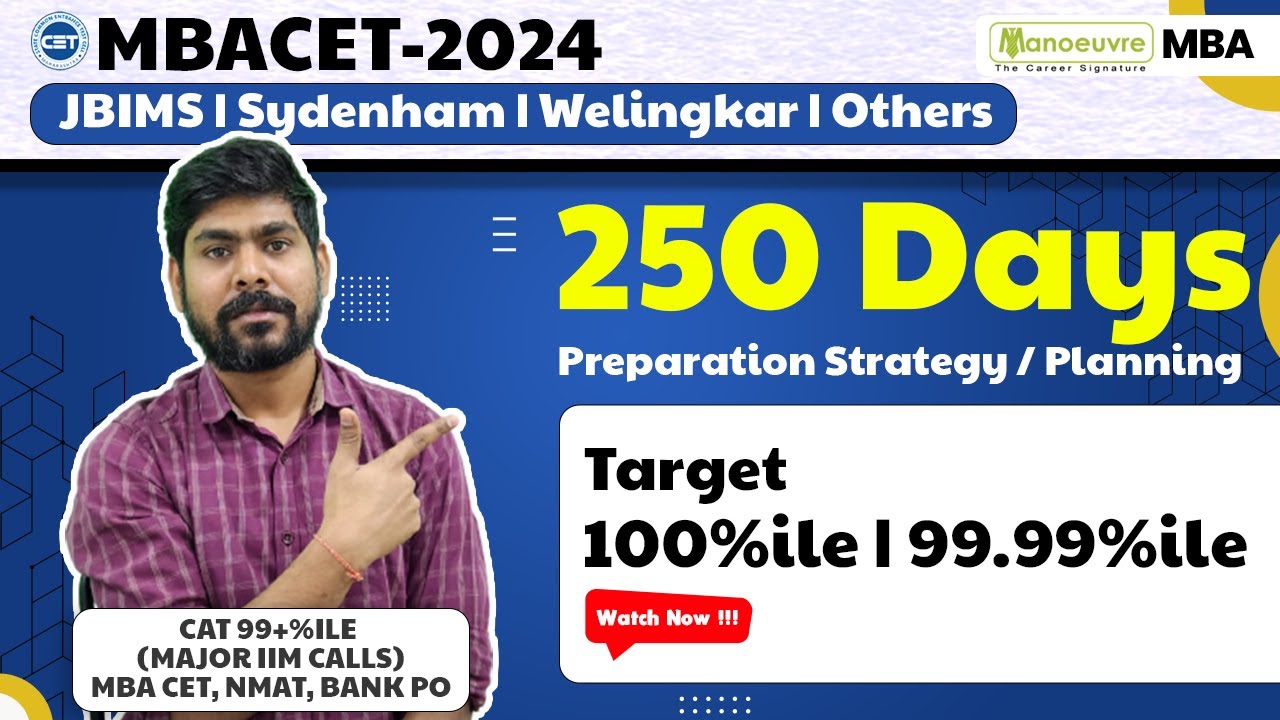 MAH MBA CET 2024 Target Top Colleges 250 days Preparation Strategy