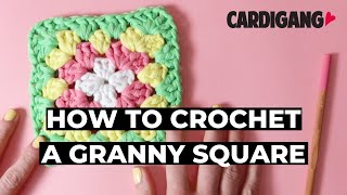 How crochet a classic 4 colour Granny Square | Learn to Crochet with Cardigang