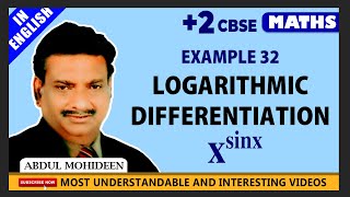 +2 CBSE MATHS EXAMPLE 32 LOGARITHMIC DIFFERENTIATION IN DIFFERENTIABILITY