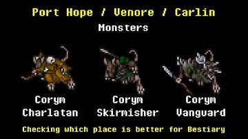 Coryms - Port Hope/Venore/Carlin - Checking which place is better for Bestiary