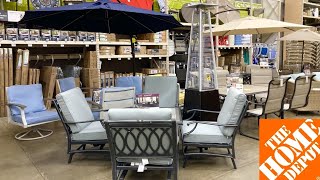 HOME DEPOT PATIO FURNITURE OUTDOOR SOFAS CHAIRS TABLES DECOR SHOP WITH ME SHOPPING STORE WALKTHROUGH