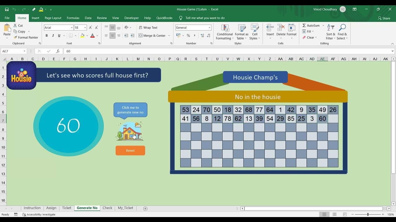 Play Housie Game in Excel (Tambola) Virtual Team Event Shorts YouTube