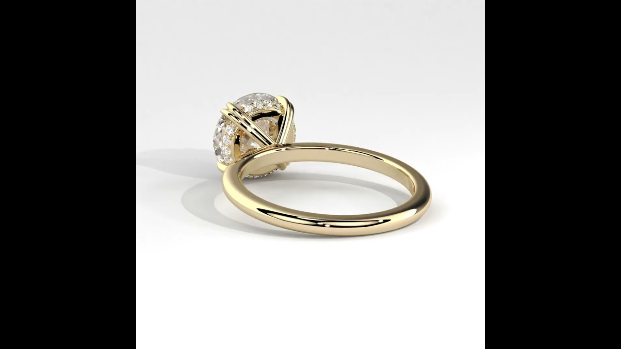 Classic Round Cut Lab Diamond Solitaire Engagement Ring with Hidden Halo