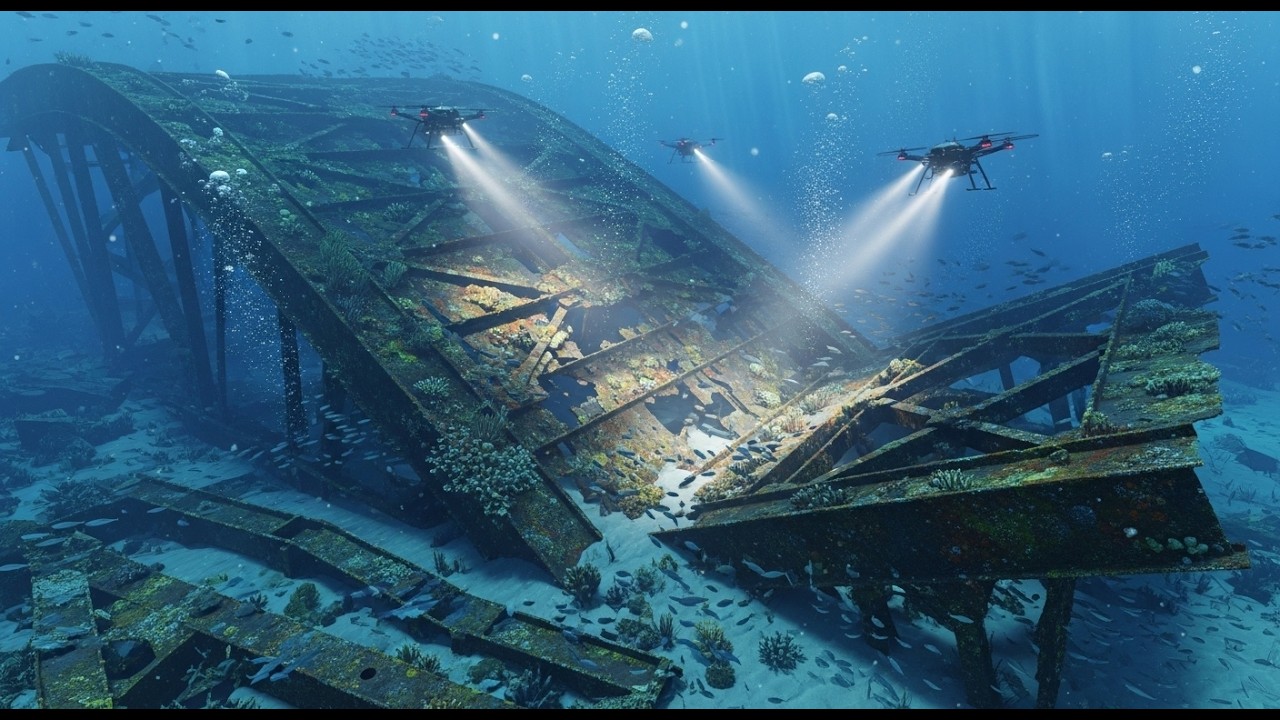 Rusted Bridge Steel Section Restored Underwater