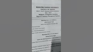 bsc computer science mahatha Gandhi University DBMS question paper 2018