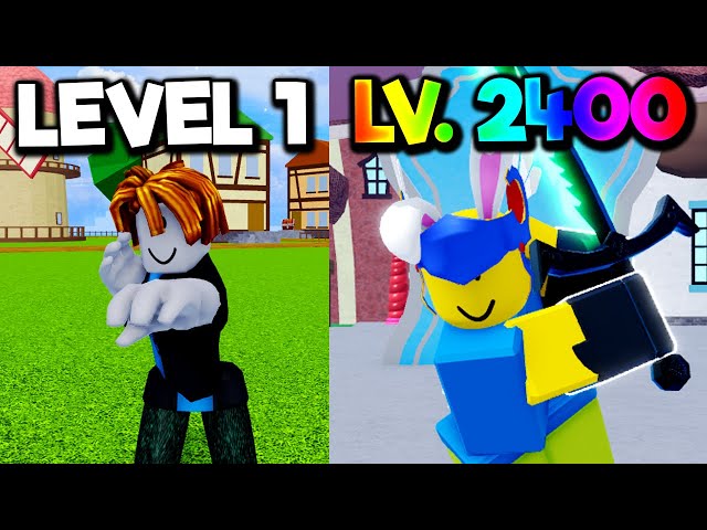 UPEI DO 1 AO 2400 NO BLOX FRUITS E A CADA 100 LEVEL A FRUTA EVOLUI! - ROBLOX  ( FILME ) - Fisioterapia