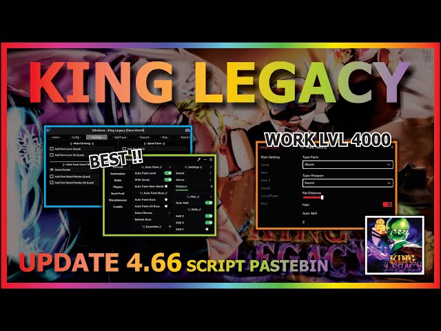 KING LEGACY Script Pastebin 2023 UPDATE 4.7 AUTO FARM (WORK LEVEL