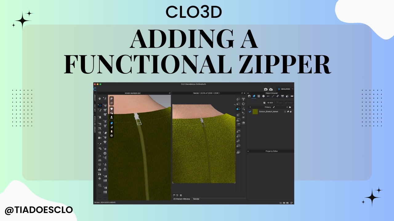 CLO3D How to Create a Functional Zipper - YouTube