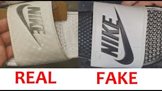 Nike slides real vs fake. How to spot fake NIke Benassi slides and slippers