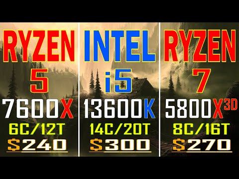 RYZEN 7 5800X3D vs INTEL i5 13600K vs RYZEN 5 7600X // PC GAMES BENCHMARK TEST ||