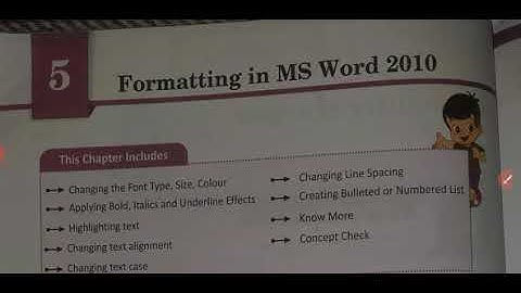Class 4th ch 5 Formatting in MS Word 2010