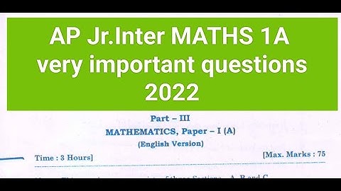 AP Jr Intermediate MATHEMATICS 1A 2022 very important questions