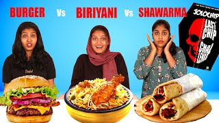 BIRIYANI Vs BURGER Vs SHAWARMA EATING CHALLENGE  | തോറ്റാൽ JOLOCHIP | PULLOTHI