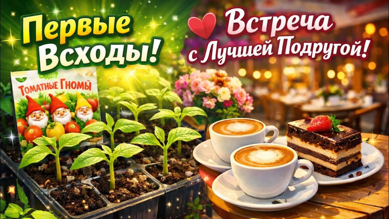 ПЕРВЫЕ ВСХОДЫ 🌱 ТОМАТНЫХ ГНОМОВ 🍅 КАКИЕ СОРТА 😉🍅👩‍🌾 ВСТРЕЧЯ С ЛЮДМИЛОЙ 👩‍❤️‍👩🍰☕️