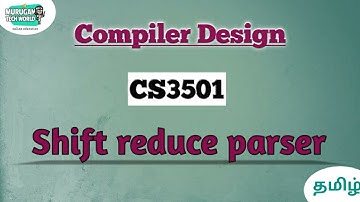 Shift reduce parser in Compiler design tamil||CS3501||CD. #compilerdesign