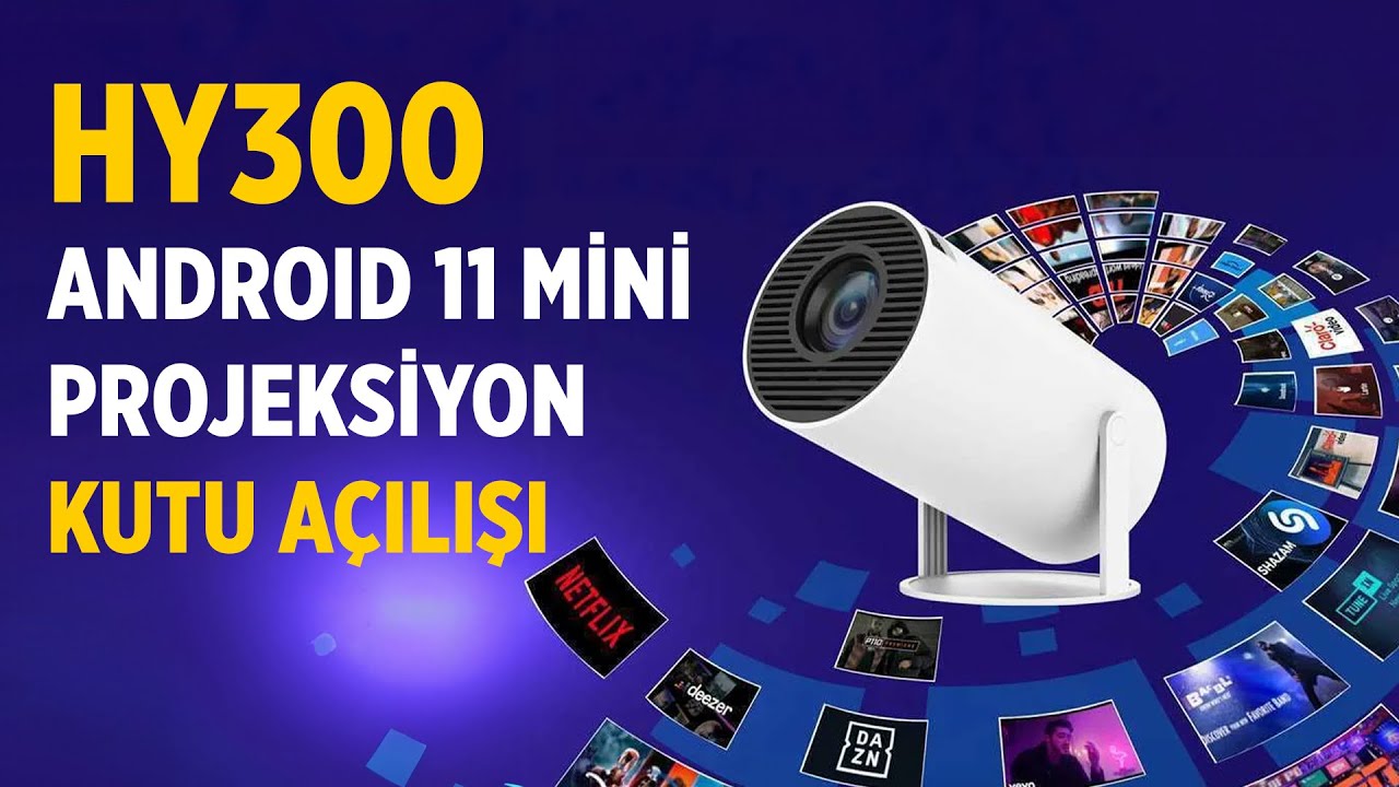 HY300 Android 11 Mini Projeksiyon Kutu Açılışı - YouTube