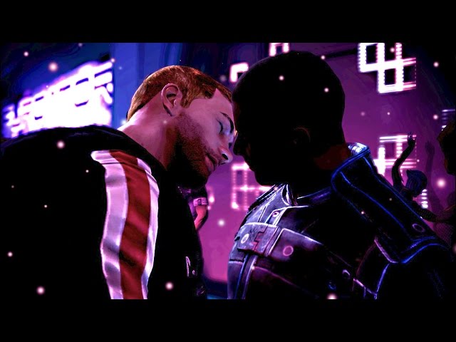 Shepard/Steve Cortez gay kiss - Mass Effect 3 class=