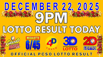9pm Lotto Result Today PCSO December 22 2025