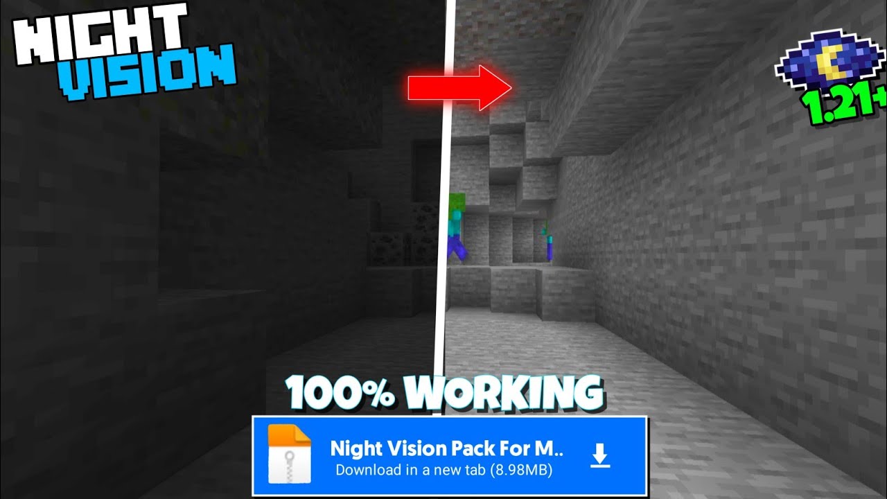 Minecraft Pe 1.21.43+ Night Vision Pack [100% Working] || Night Vision ...
