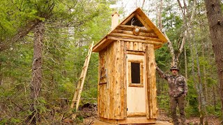 Building an Outhouse with Cedar Logs at My Off Grid Wilderness Homestead