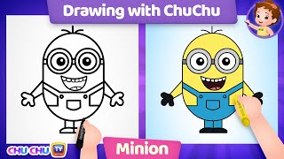 how to draw minion drawing with chuchu chuchu tv drawing for kids step by step