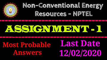 NCER - NPTEL | Assignment - 1 Answers | 2020 | Non-Conventional Energy Resources