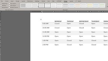 Setting the table header row and column in Word