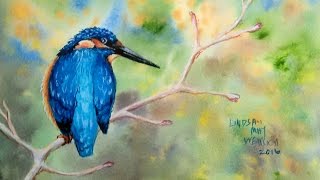 LIVE Kingfisher in Watercolor/Colored Pencil Tutorial screenshot 2