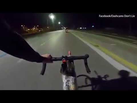 Cyclist shoots and hits motorbikers with FIREWORKS using home-made rocket launcher on his handlebars