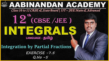 Exercise 7.5 | Q.No 5 | integration using partial fractions class 12 maths in tamil |class 12 maths