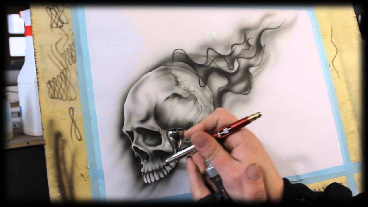  How To airbrush for beginners  Skull Videotutorial YouTube