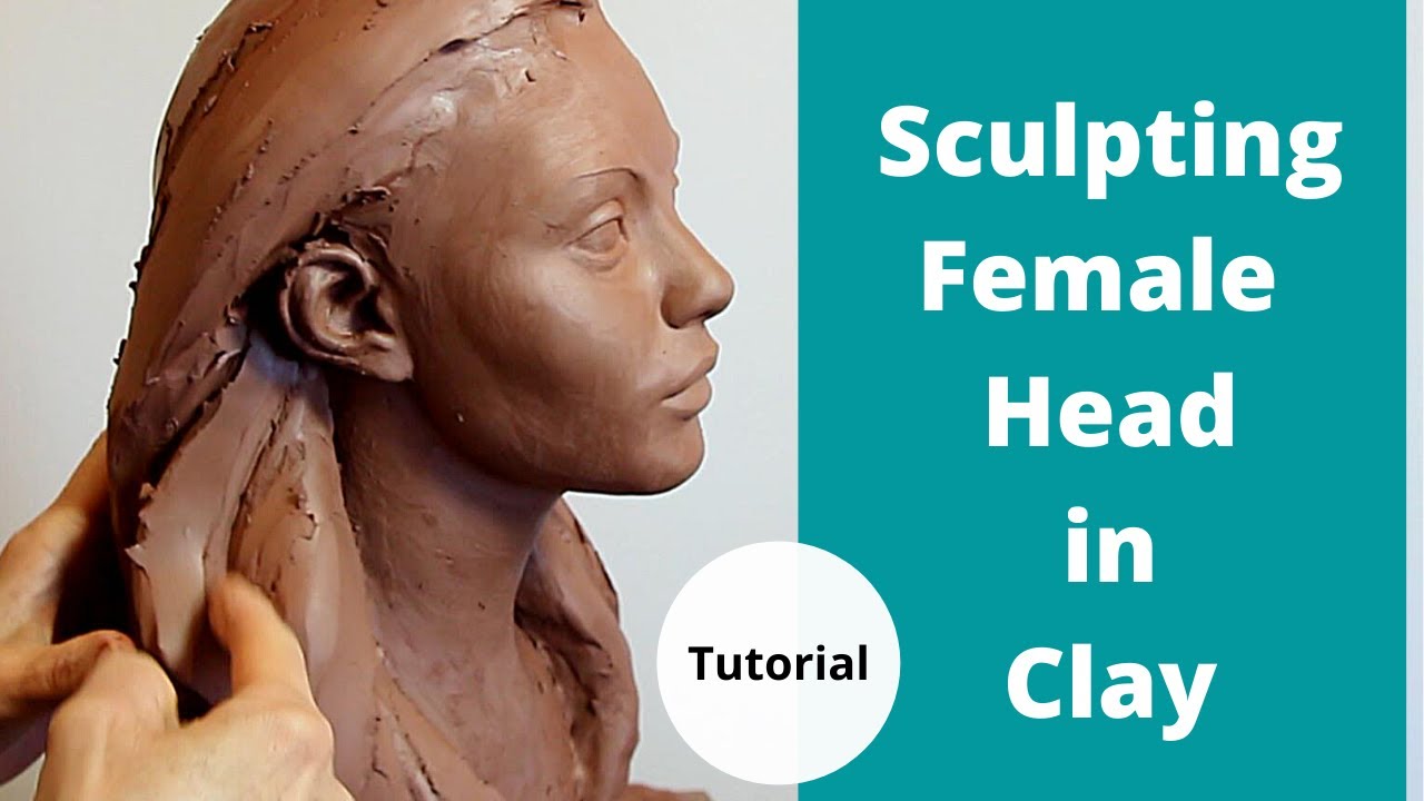 Sculpting Female Head in clay. Sculpting tutorial. How to make sculpture in  a water based clay. 
