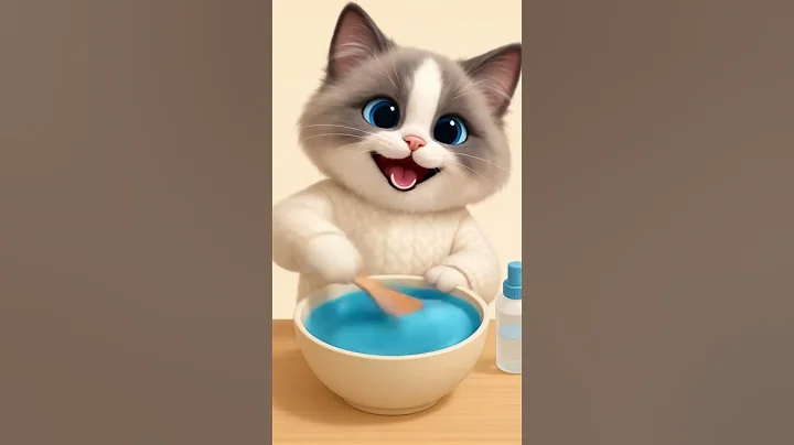 Watch the video about 💙 Fluffy Ragdoll Cat Makes Blue Slime for Her Friends! 🧁