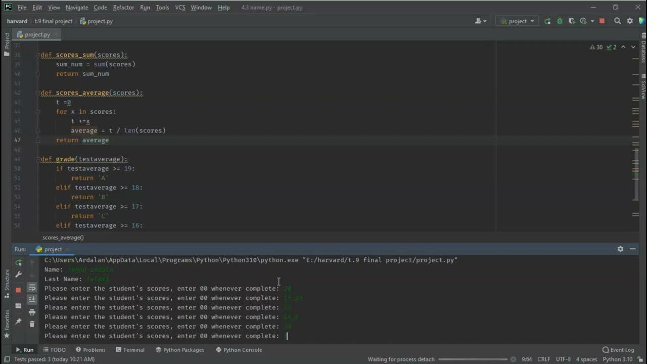 Python code of student report card program, کد پایتون برنامه کارنامه ...