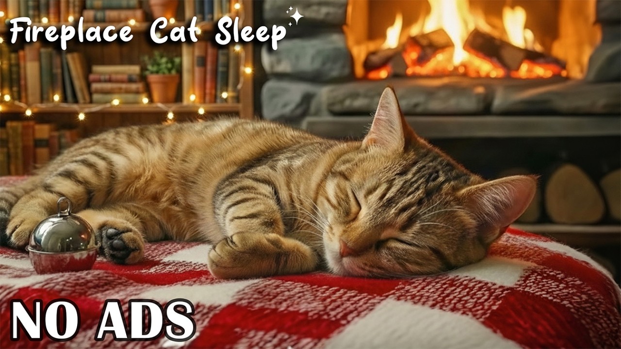 NO ADS – 12 Hours of Cat Music 😺 Calming Cat Music for Stress Relief ✨ Cozy Fire for Healing Rest