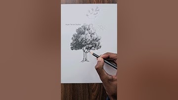 How to draw tree with pencil ✏️ : tutorial #shorts