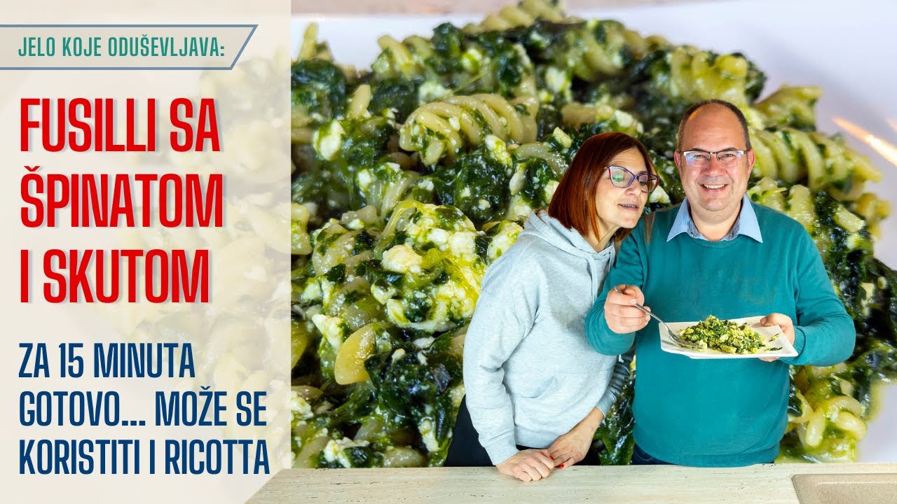 Fusilli  sa špinatom i skutom (ricottom). Jednostavno, brzo i ukusno..👍👍👍😃