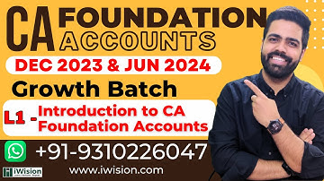 CA Foundation Accounts | LIVE Batch | Dec 23 & June 24 | L1 - Introduction to CA Foundation Accounts