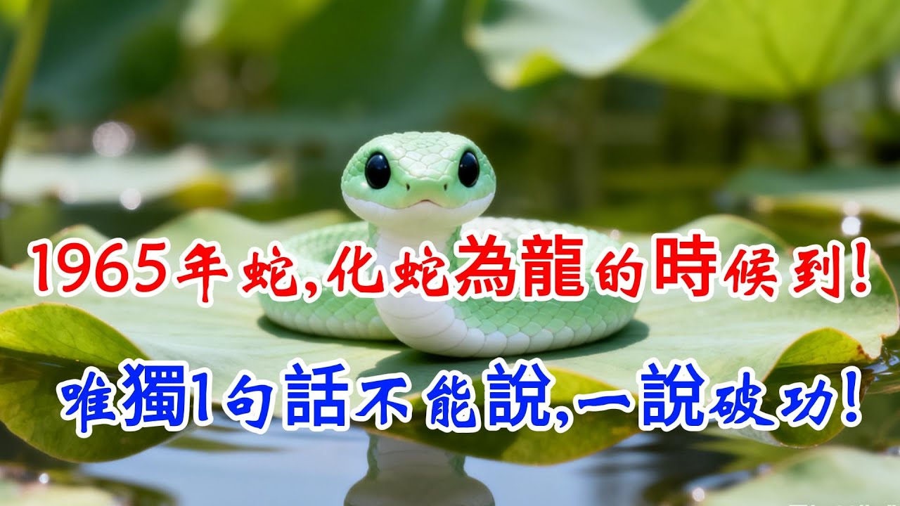 老天有眼！1965年屬蛇人，苦了60年，『化蛇為龍』的時候到了！唯獨『一句話』不能說，一說破功！