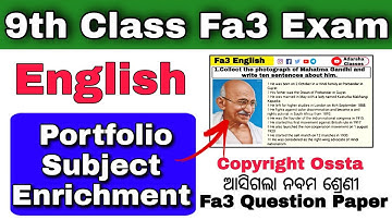 9th class fa3 exam paper 2022-23 / 9th class fa3 portfolio english /fa3 portfolio