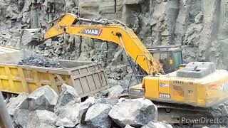 26 अप्रैल 2024, Excavator loding treck and SANY SY 225 Excavator working amazing video quarry works