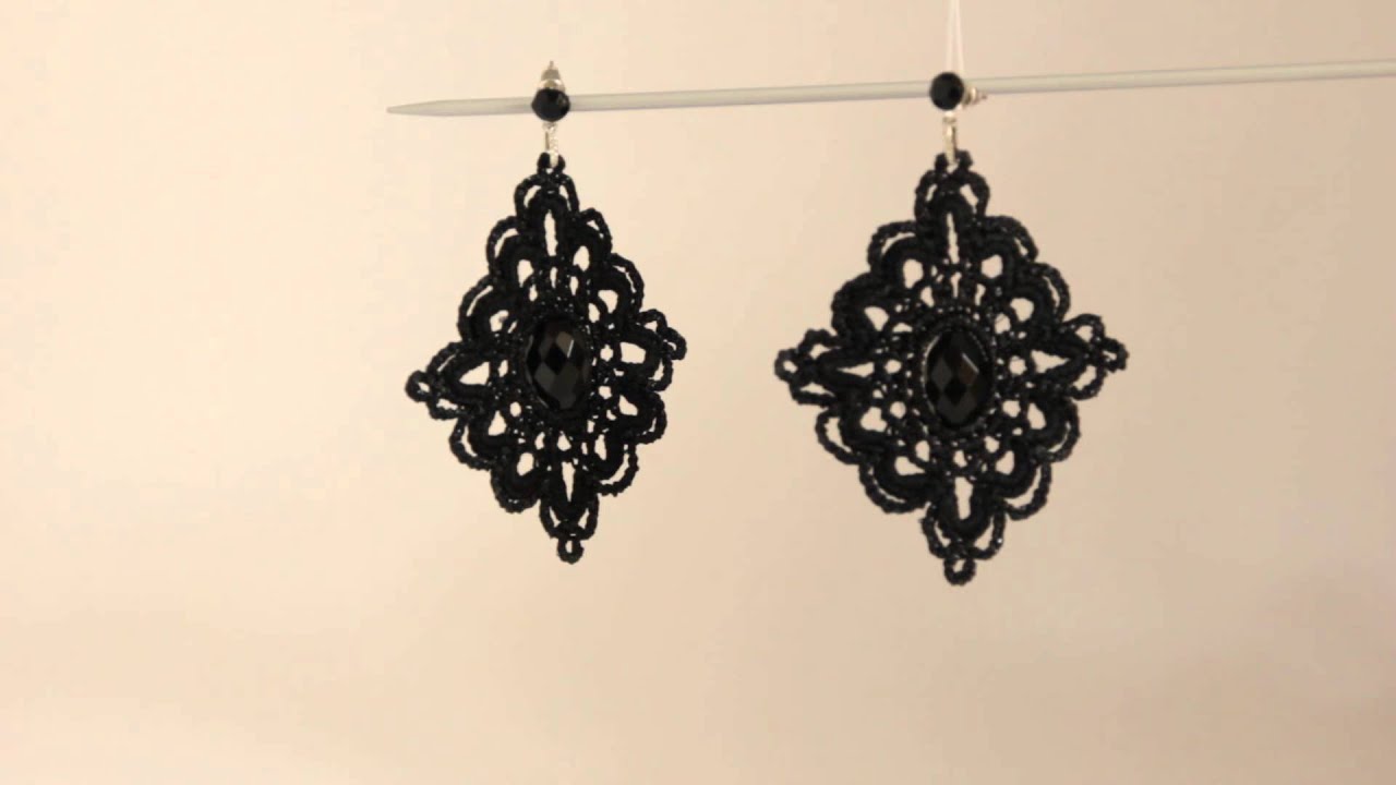 Orecchini Pendenti In Pizzo Nero Uncinetto – Fatti A Mano Con Ganci In Argento 925, Eleganti E Artigianali - 6