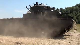 T-35 Soviet heavy tank of interwar period, military festival in Russia