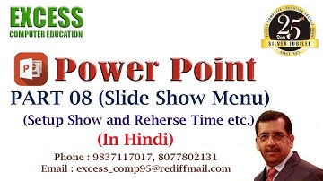 Power Point | Part 8 | Explanation of Slide Show Menu | Excess Computer Education