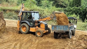 Case Backhoe Loader Cutting Soil and Loading in Tractor-Case Backhoe Loader Working - Dozer Video 2