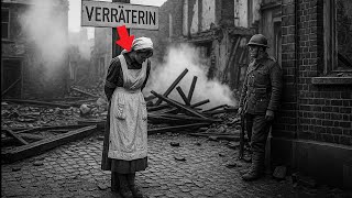 Britischer Offizier findet gefesselte deutsche Sanitäterin – Schild: ‚Verräterin‘