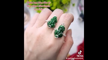 Nhẫn bạc tỳ hưu ngọc cẩm thạch sơn thủy thiên nhiên ko kén mệnh