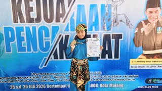 JUARA 1 TUNGGAL SOLO FESTIVAL PUTRI USIA DINI 2 PADA KEJUARAAN PENCAK SILAT MALANG CHAMPIONSHIP 6
