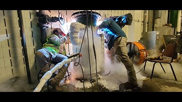 Pipefreezing to add an isolation valve in a live pipeline. 20" Condenser Water live pipe isolation.