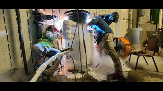 Pipefreezing to add an isolation valve in a live pipeline. 20" Condenser Water live pipe isolation.